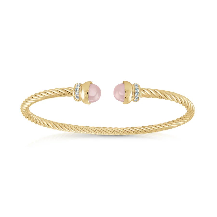 Rose Quartz Twist Cable Bangle in Yellow 07-083486-02PK