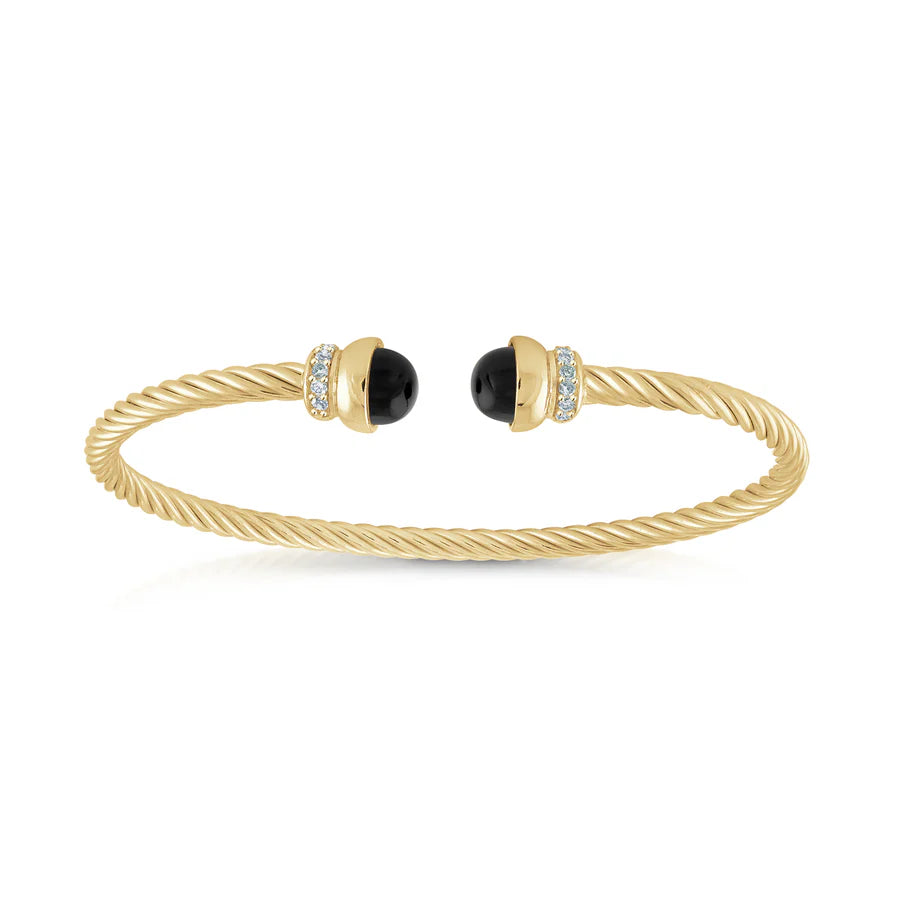 Black Onyx Twist Cable Bangle in Yellow 07-083486-02BK