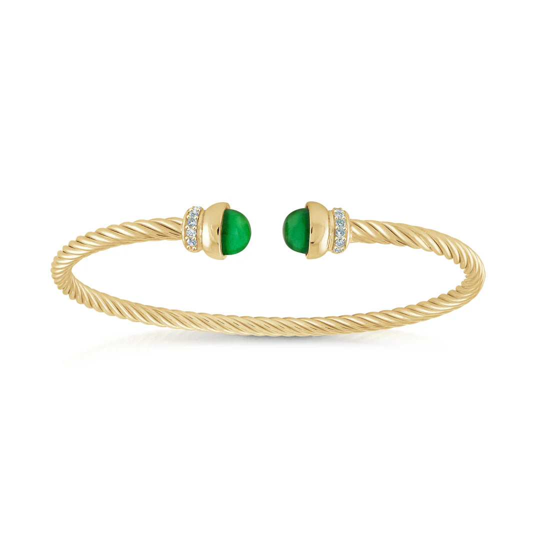 Green Emerald Twist Cable Bangle in Yellow 07-083486-02GN
