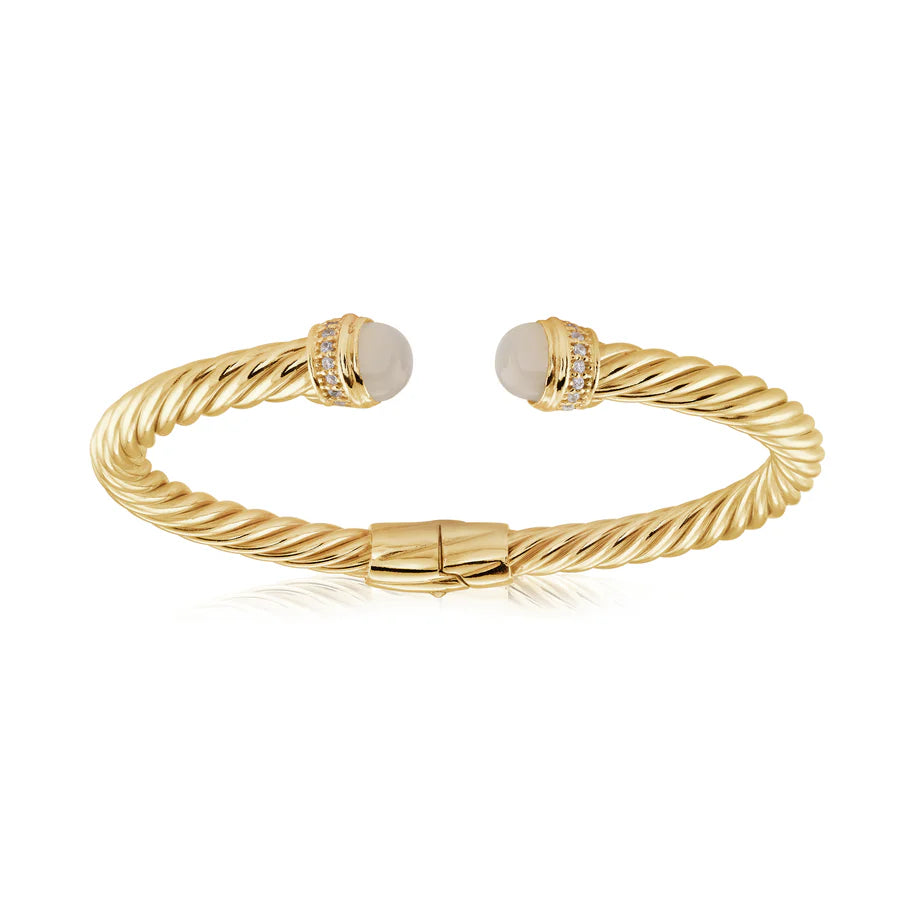 Moonstone Hinged Twist Bangle in Yellow 07-083491-02MS-S