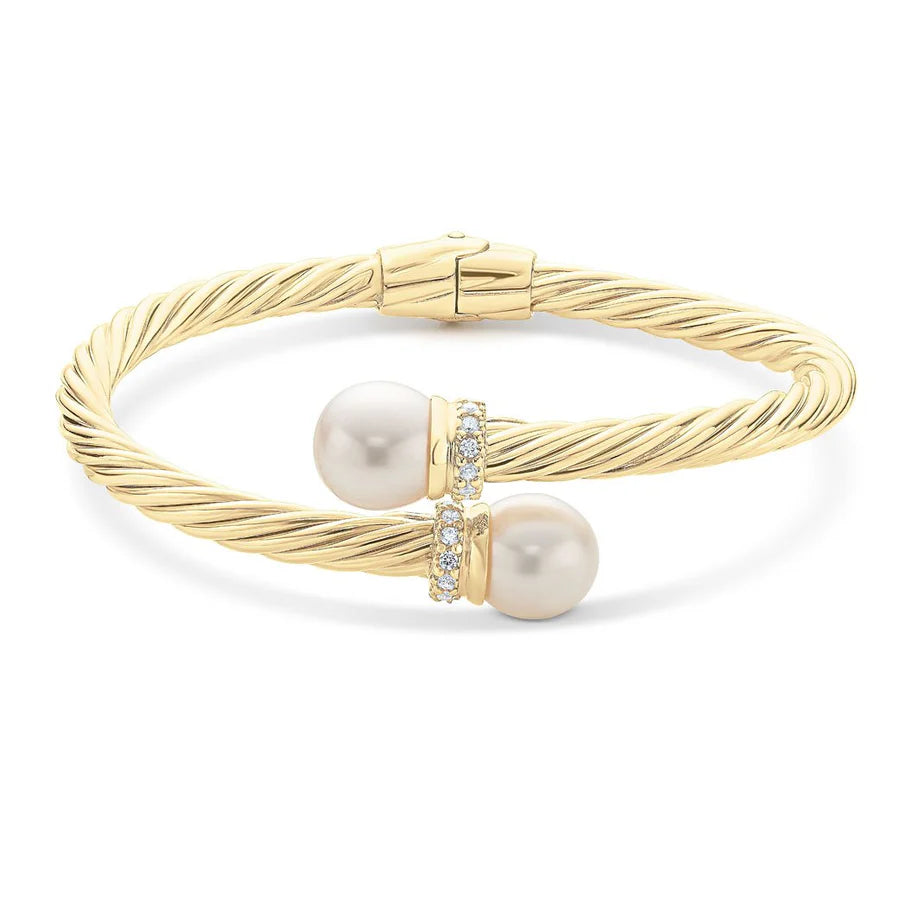 Pearl Crossover Twist Bangle in Yellow 07-083701-02PL