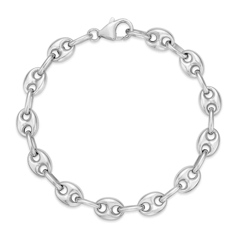 Small Flat Coffee Bean Bracelet in White 07-084009-01