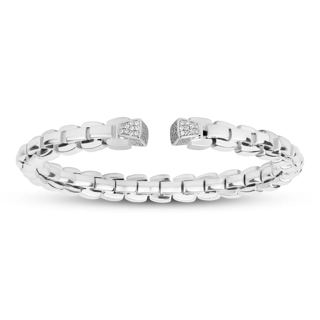 Slip-On Flex Square Bangle in White 07-086748-01WH-S