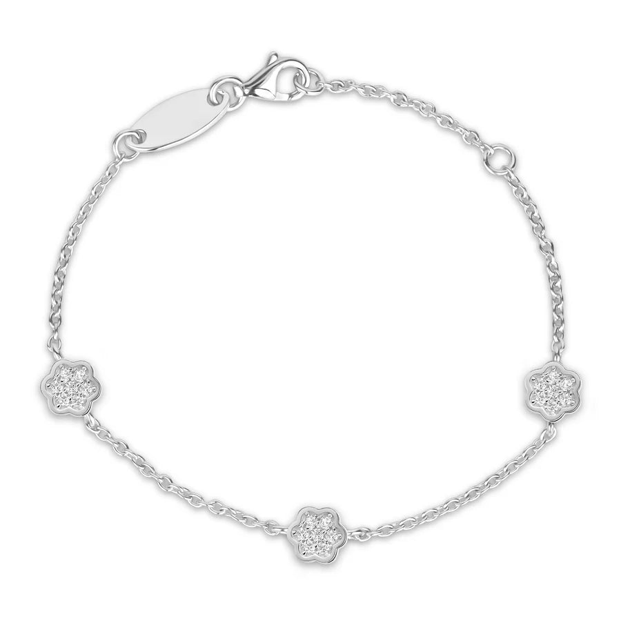 Little Miss Mimi Flower Bracelet in White with White Stones 07-142650-01WH