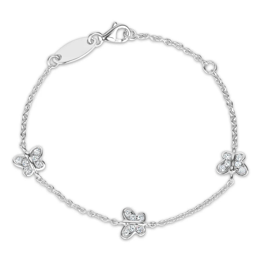 Little Miss Mimi Butterfly Bracelet in White with White Stones 07-142651-01WH