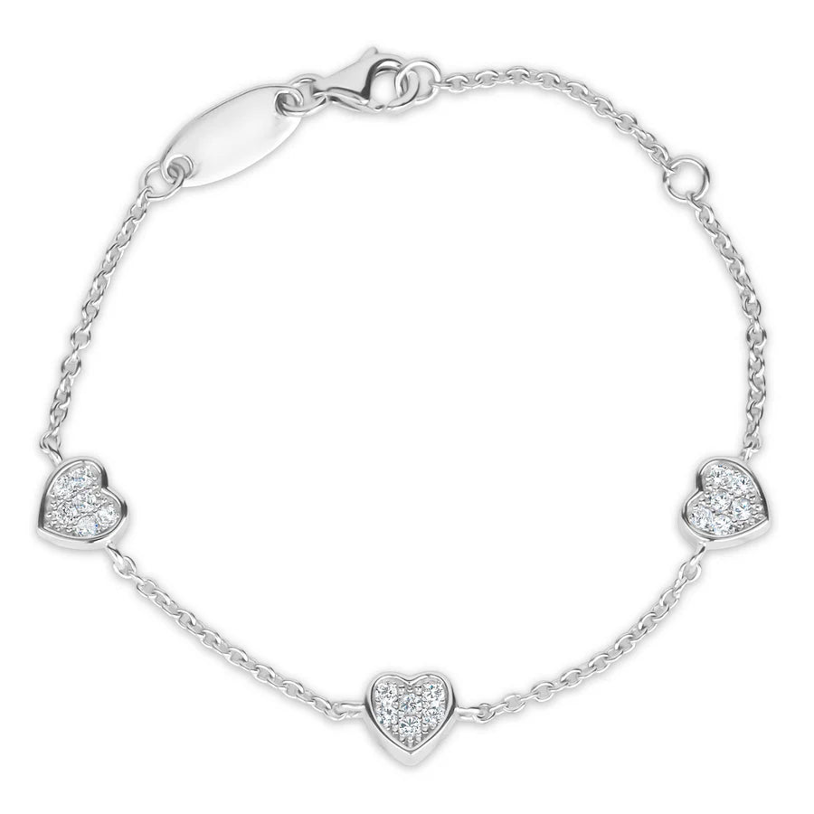 Little Miss Mimi Heart Bracelet in White with White Stones 07-142652-01WH