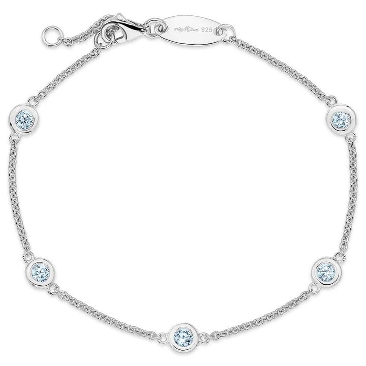 Diamond by the Yard Bracelet in White, Baby Blue Stones  07-142689-03