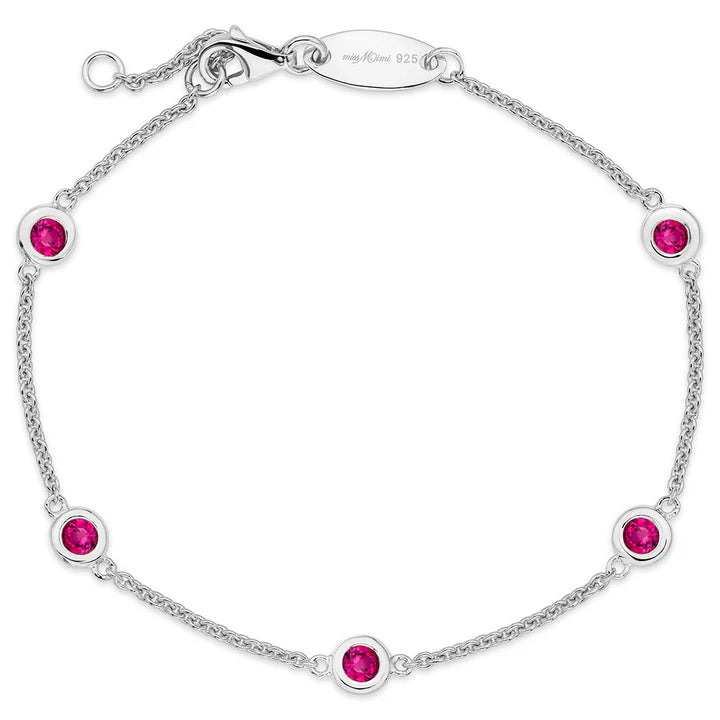 Diamond by the Yard Bracelet in White, Red Stones  07-142689-04