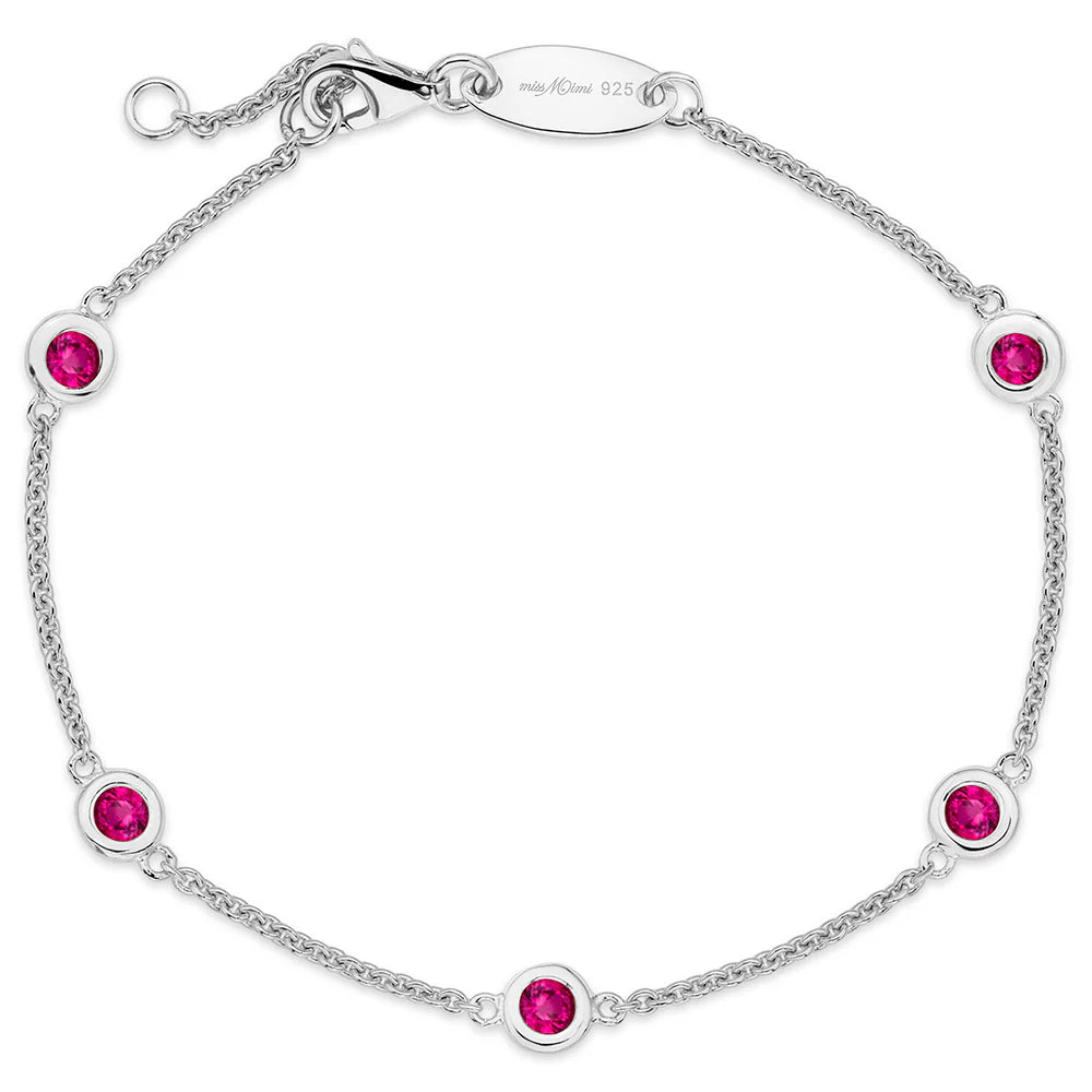 Diamond by the Yard Bracelet in White, Red Stones 07-142689-01RD