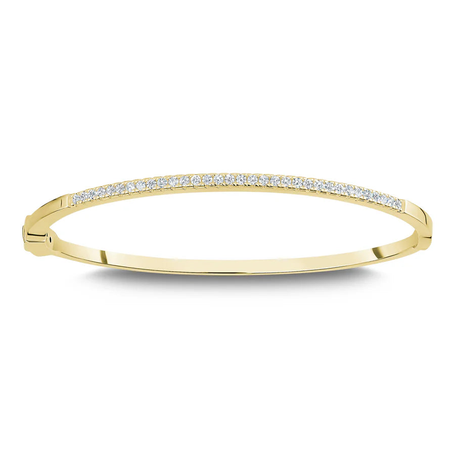Half Pave Bangle in Yellow 07-142801-02WH-S