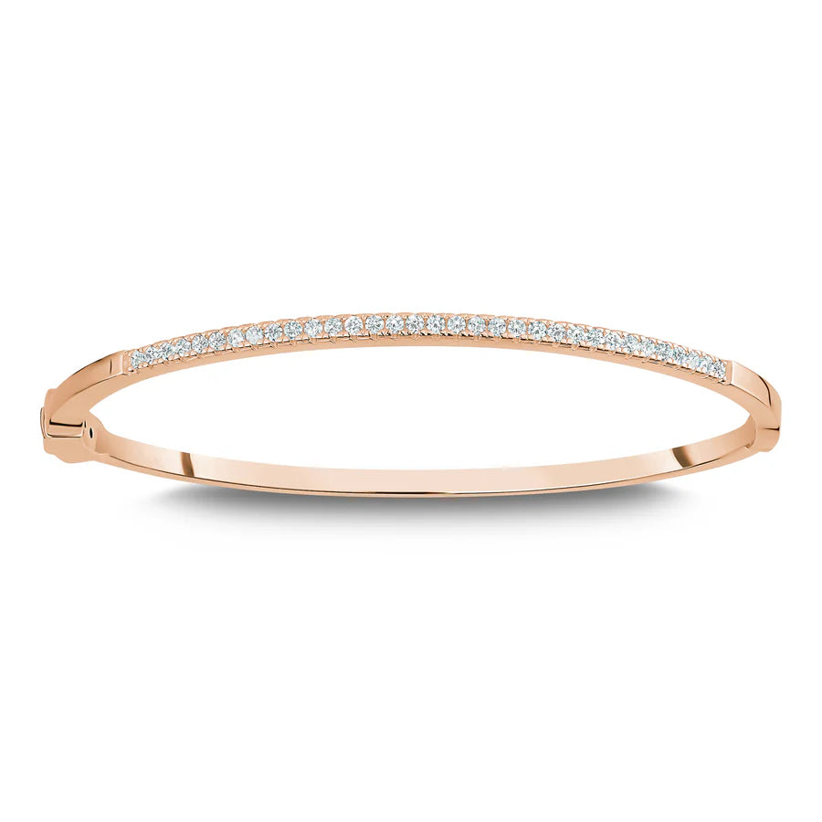 Half Pave Bangle in Rose 07-142801-03WH-S