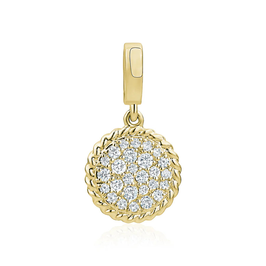 Small Diamond Pave Disc Pendant in Yellow 09-706323-02DIA