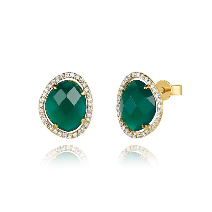 Green Agate Stud in Yellow 13-012321-02GN