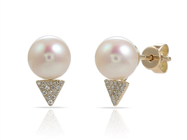Miss Mimi Oro collection Pearl and diamond stud earrings SKU:13-013595P