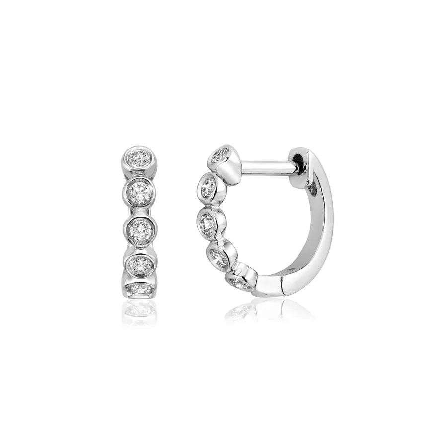 Mini Diamond Bezel Hoop in White 13-013823-01DIA