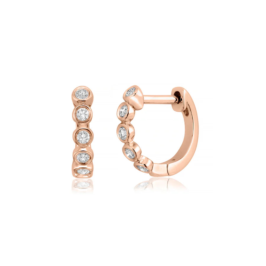 Mini Diamond Bezel Hoop in Rose 13-013823-03DIA