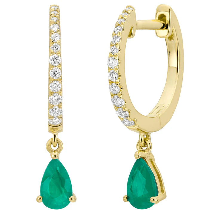 MISS MIMI 14K YELLOW GOLD HOOP EARRINGS WITH EMERALD 0.15CT 13-016196GN