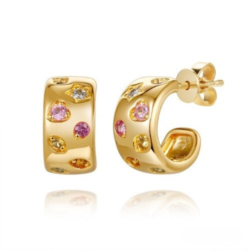 MISS MIMI MULTI COLOURED GEMSTONE HUGGIE SKU: 13-016420