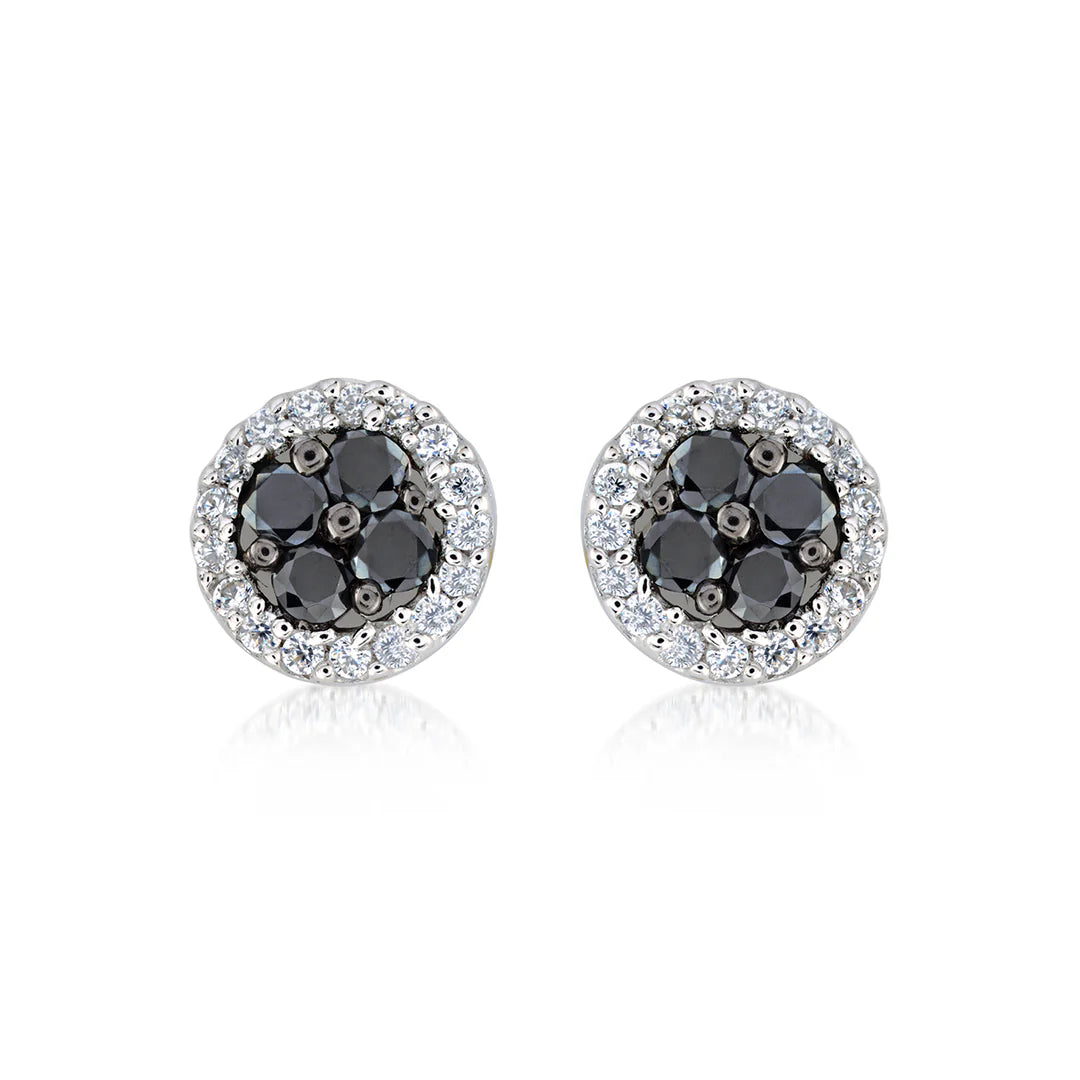 Black and White Daily Classic Round Studs in White 13-021879-01WHBK