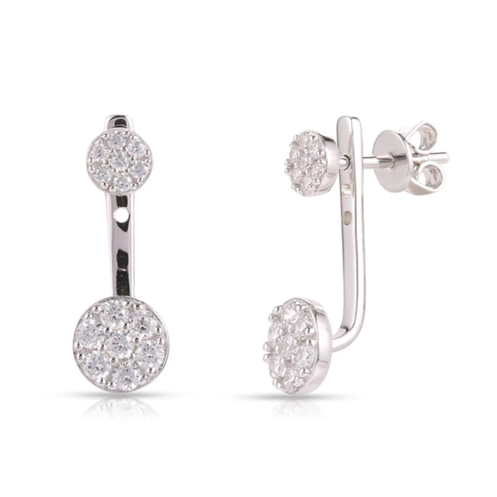 Stud And Circle Two Pieces Earrings in White 13-022924-01WH