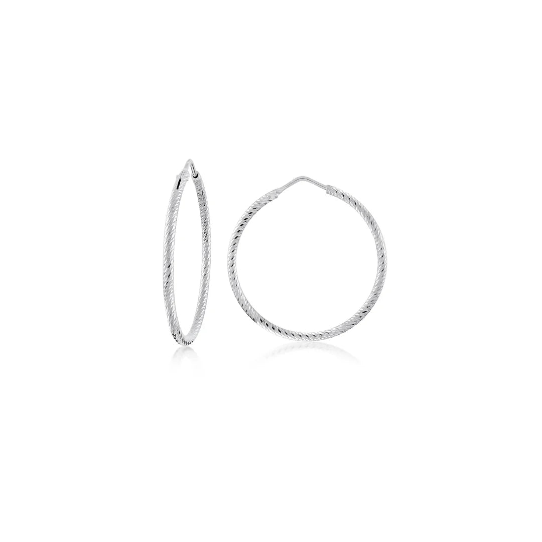 Medium Diamond Cut Hoops in White 13-092446-01