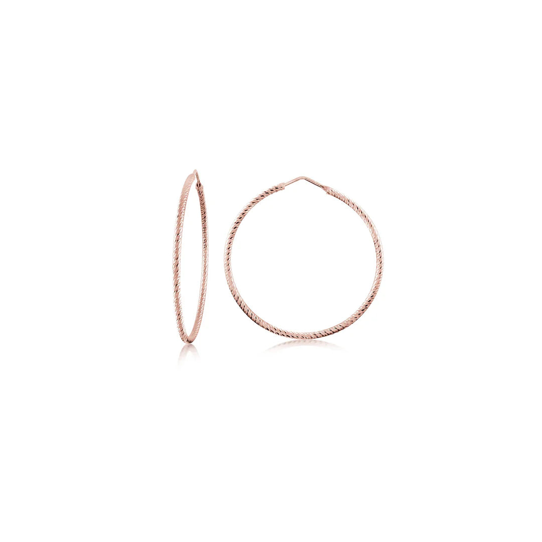 Medium Diamond Cut Hoops in Rose 13-092446-03