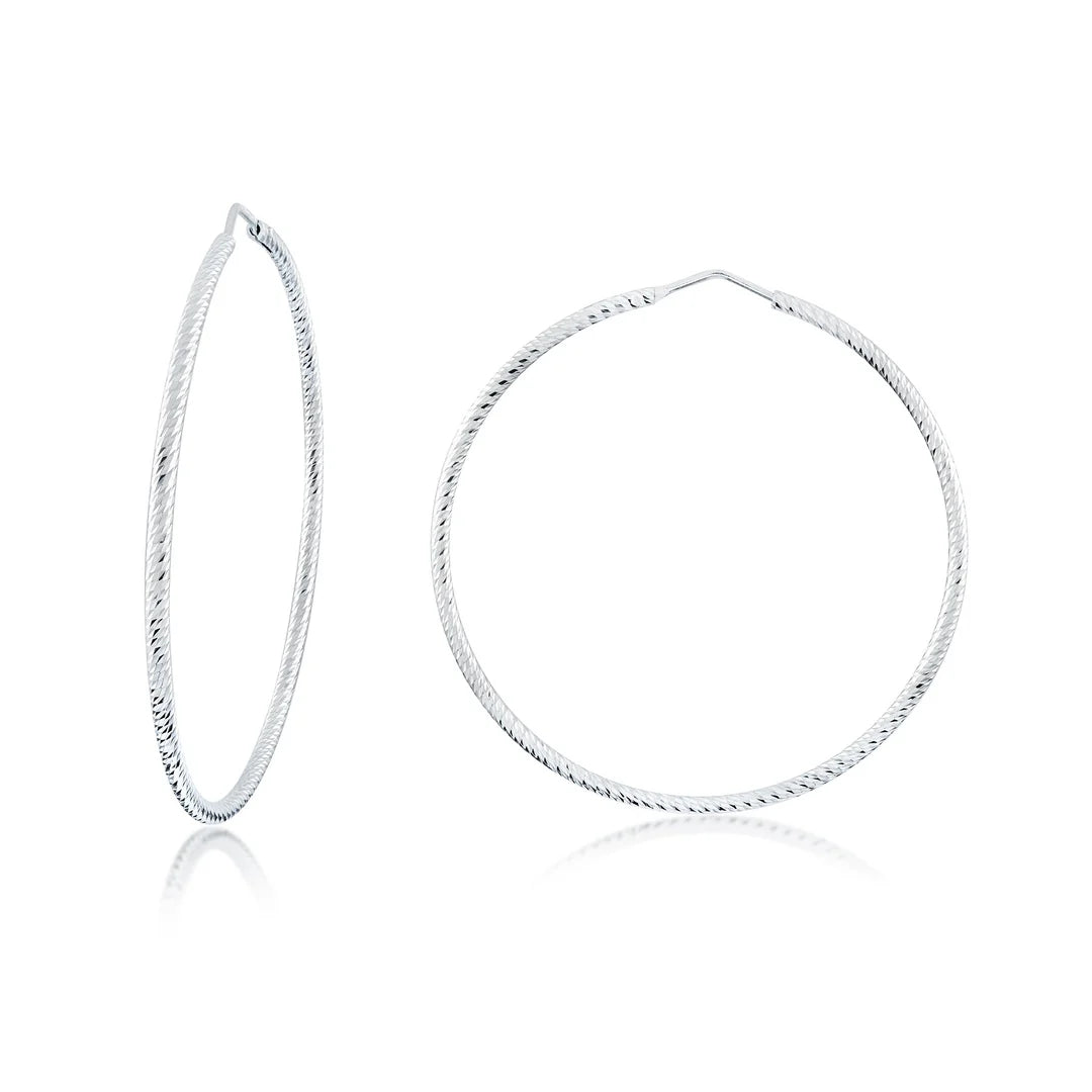 XL Diamond Cut Hoops in White 13-092448-01