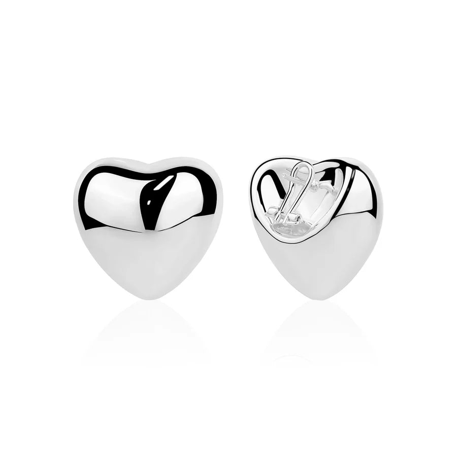 POLISHED PUFF HEART STUDS IN WHITE 13-128746-01