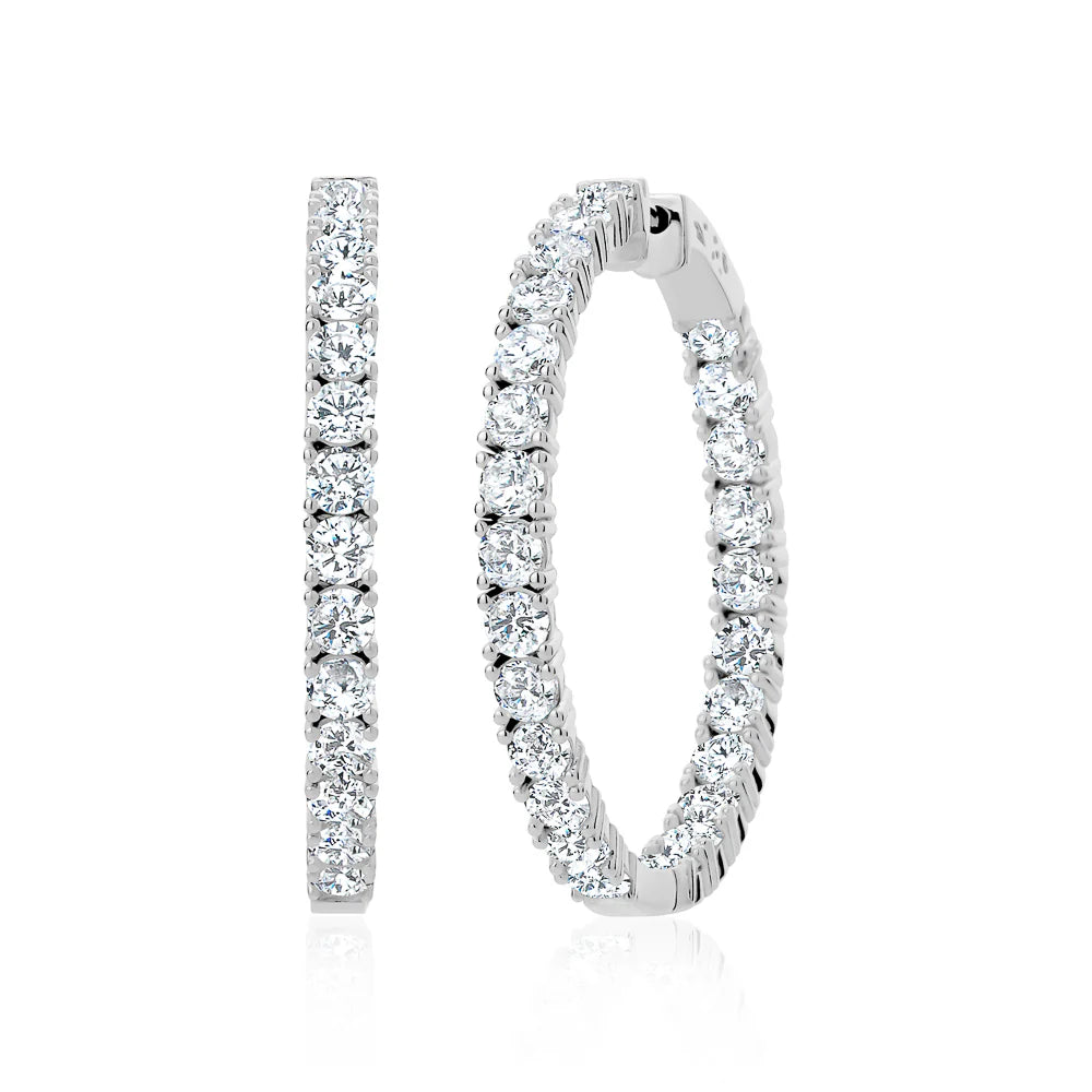 3.5mm Large Detailed Hoops in White 13-142790-01WH