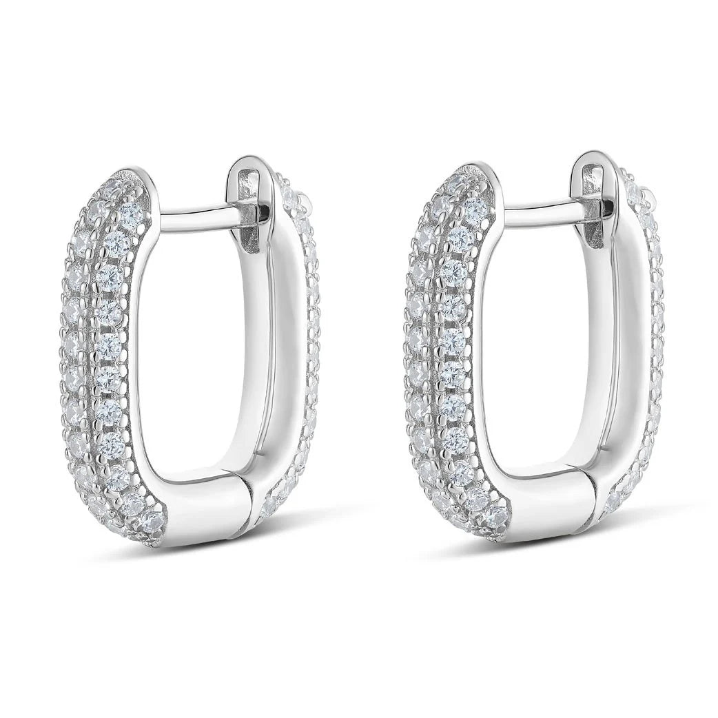 Be Square Pave Earrings in White 13-143796-01WH