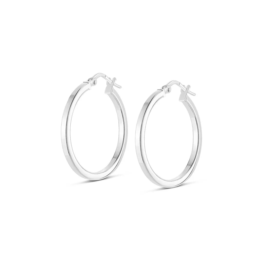 Small Square Edge Hoops in White 13-403556-01