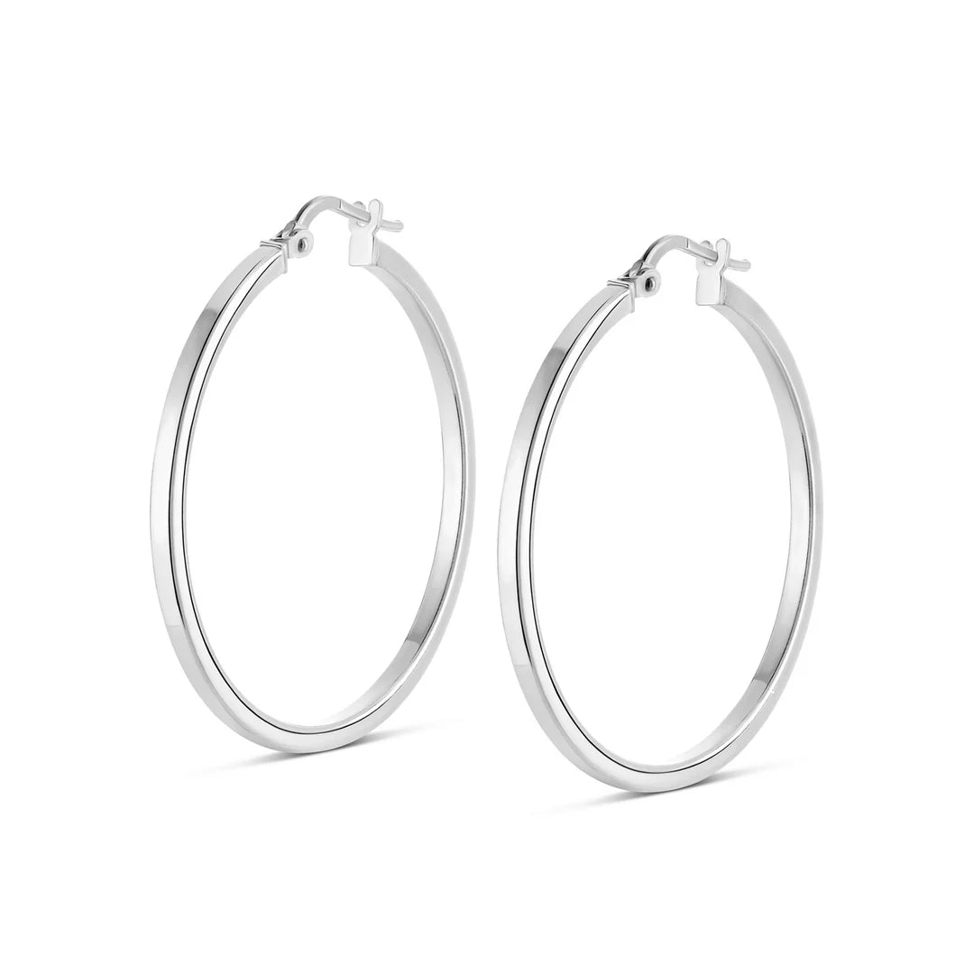 Large Square Edge Hoops in White 13-403558-01