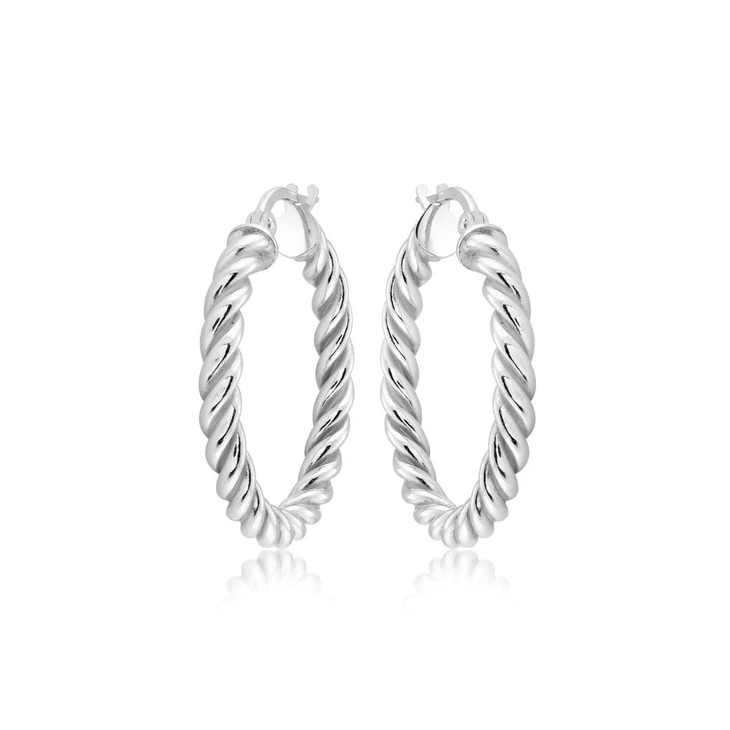 Small Twist Hoop in White 13-403564-01