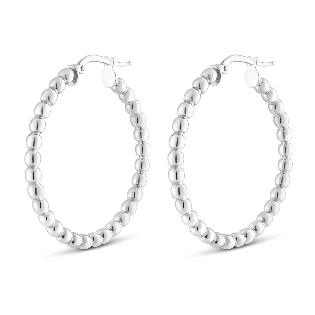 Large Bead Hoops in White 13-403708-01