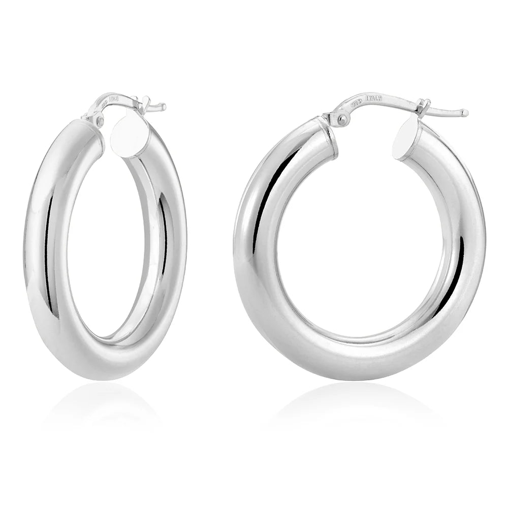Medium 5mm Tube Hoops in White 13-406436-01