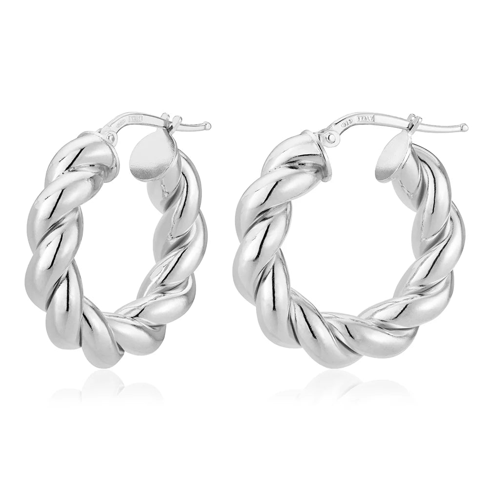 Small Donut Twist Hoops in White 13-406548-01