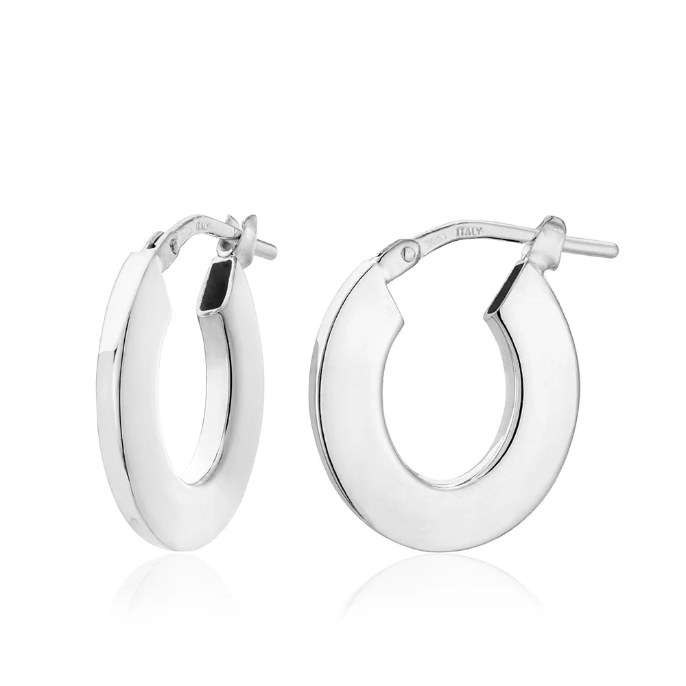 Small Oval Flat Tube Hoops in White 13-406552-01