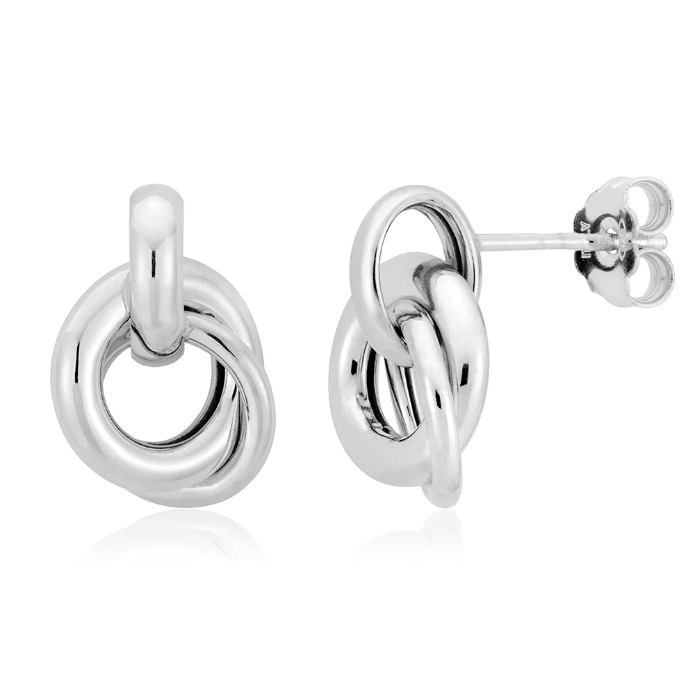 Small Double Circle Earrings in White 13-406558-01