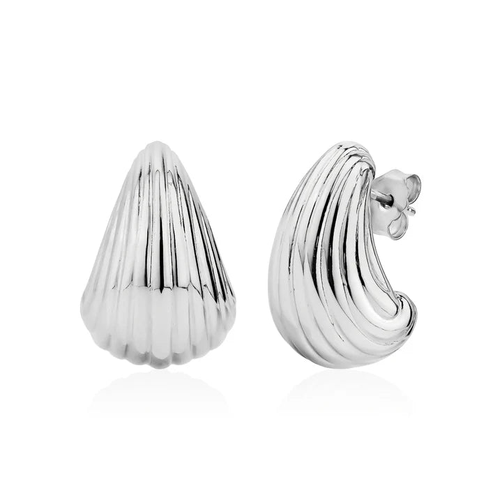 GROOVED PEAR STUDS IN WHITE 13-407802-01