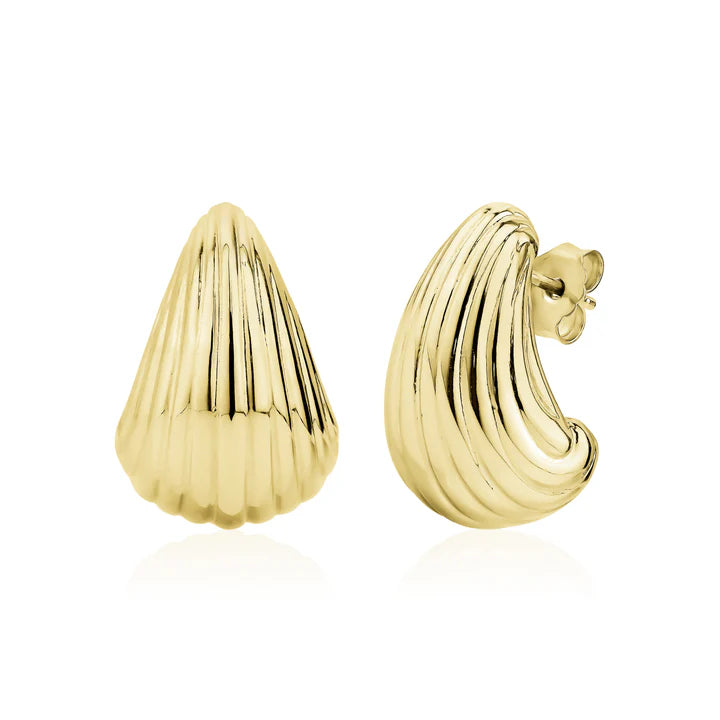 GROOVED PEAR STUDS IN YELLOW 13-407802-02
