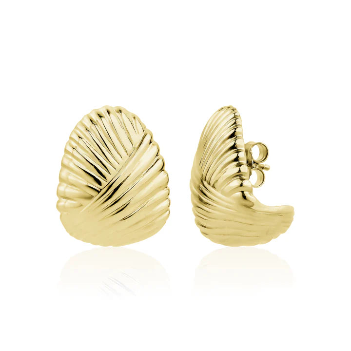 GROOVED SHELL STUDS IN YELLOW 13-407803-02