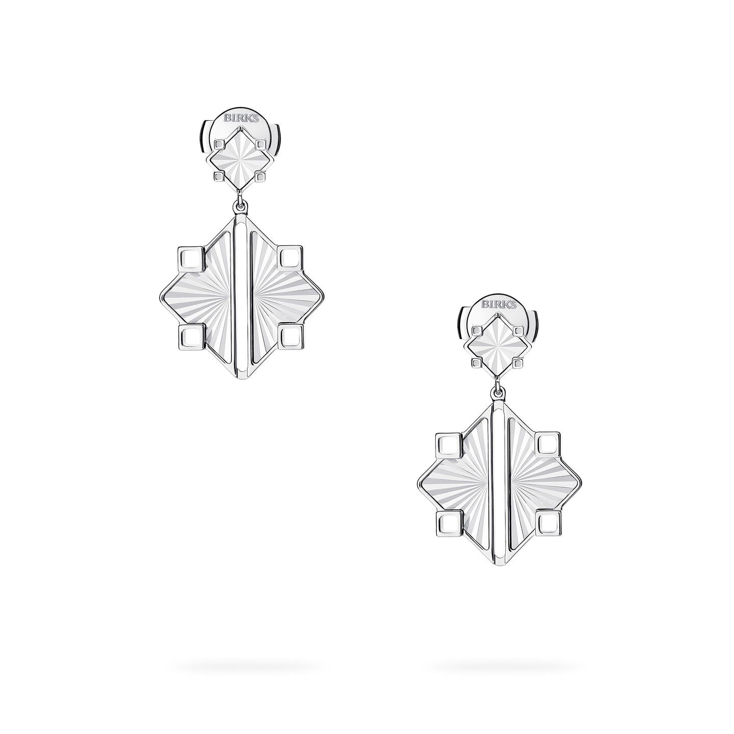 Birks Muse® Guilloché Sterling Silver Drop Earrings, Large 450018473417
