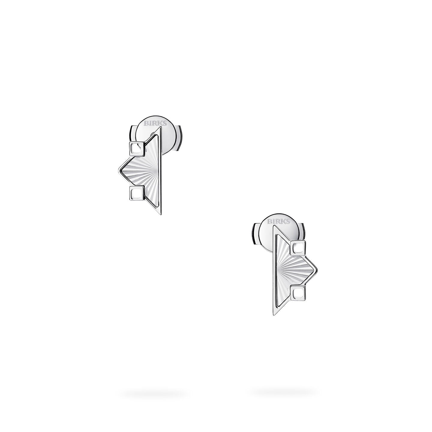 Birks Muse® Guilloché Symmetric Sterling Silver Earrings, Small 450018473585