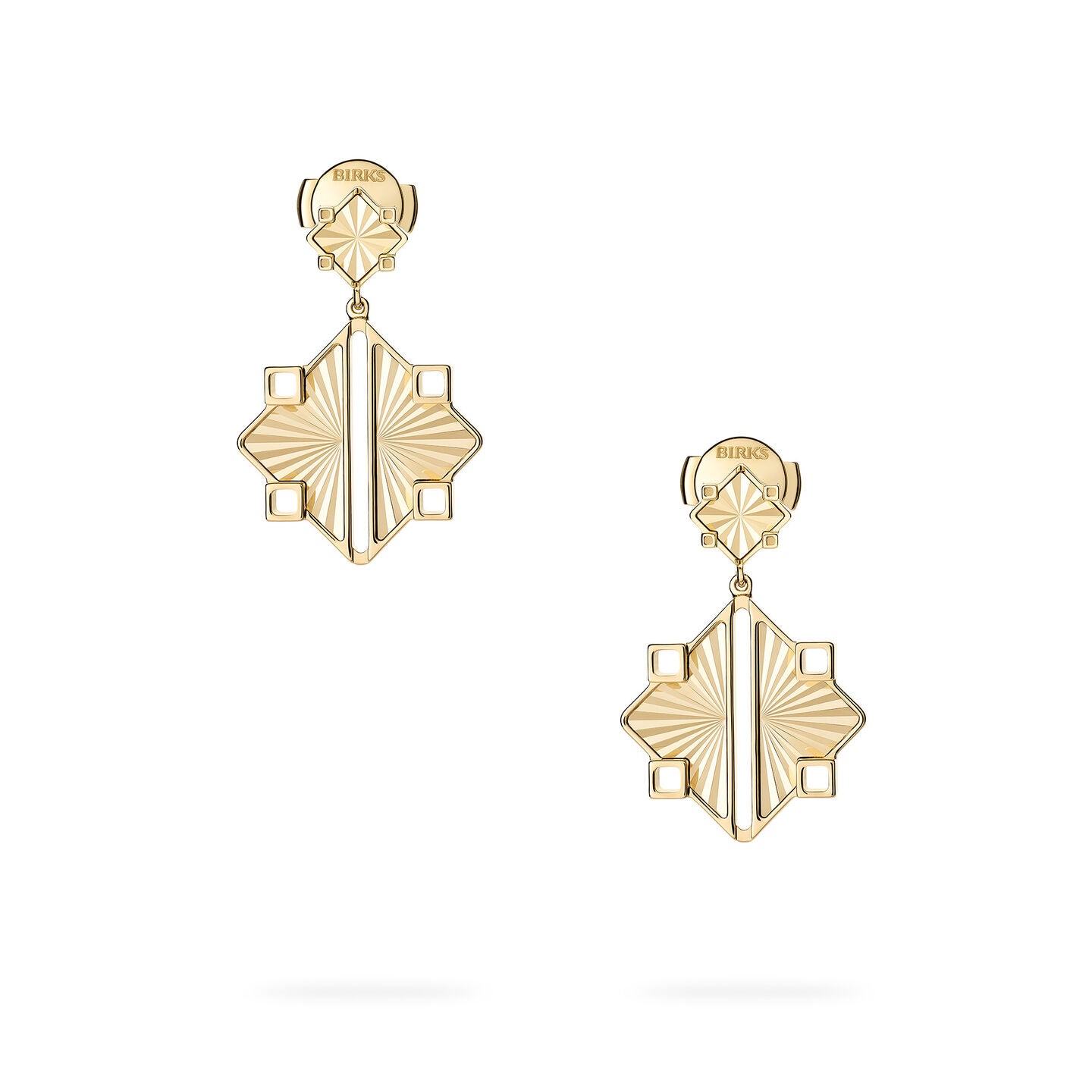 Birks Muse® Guilloché Yellow Gold Drop Earrings, Large 450018466327