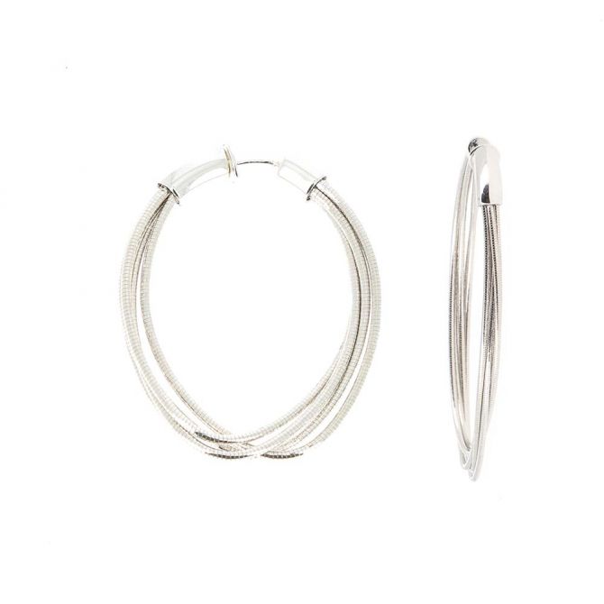Sterling Silver DNA Strand Oval Hoop Earrings WDNAO125