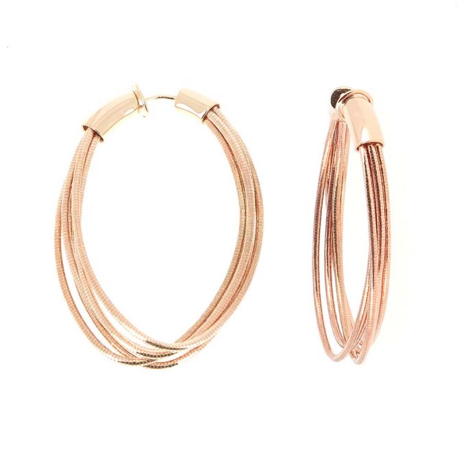 Rose Tone Sterling Silver DNA Spring 5 Strand Small Oval Hoop Earrings WDNAO123