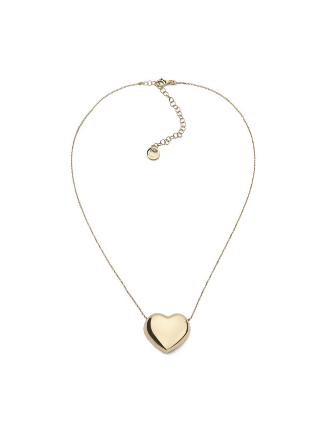 Golden silver necklace with big heart