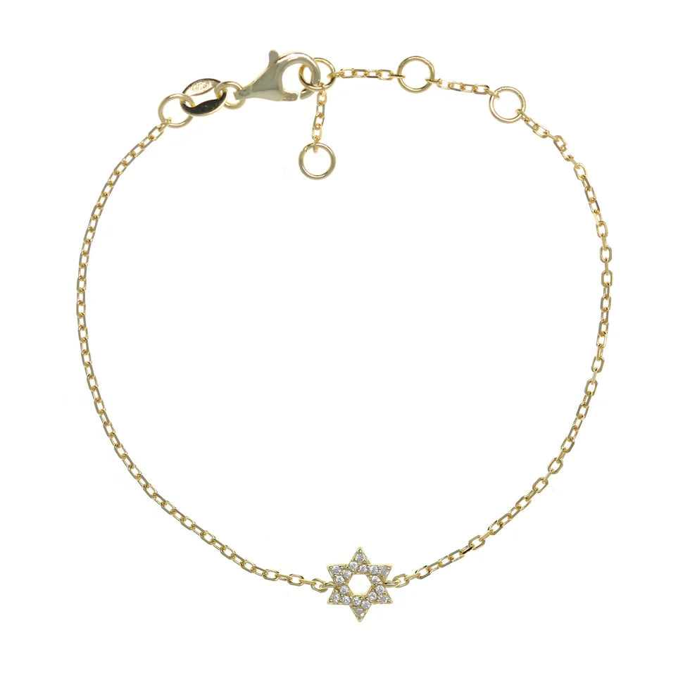 Star of David Chain Bracelet In Yellow with CZ 07-026130-02