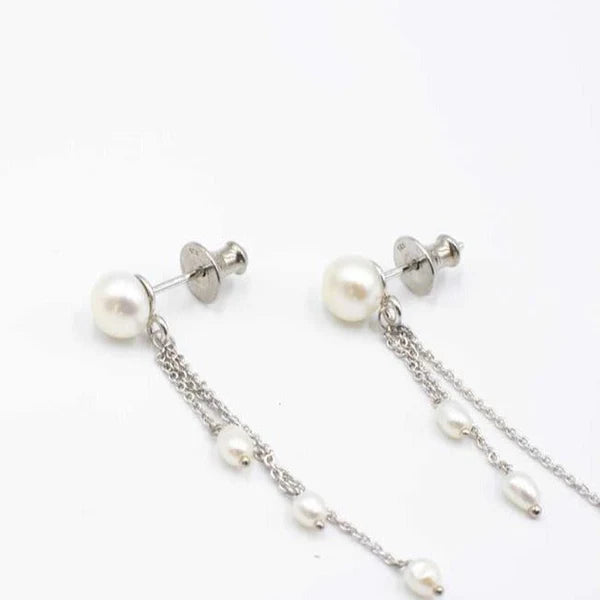 DNA Perla Triple Strands Rhodium Earrings WDNAO317