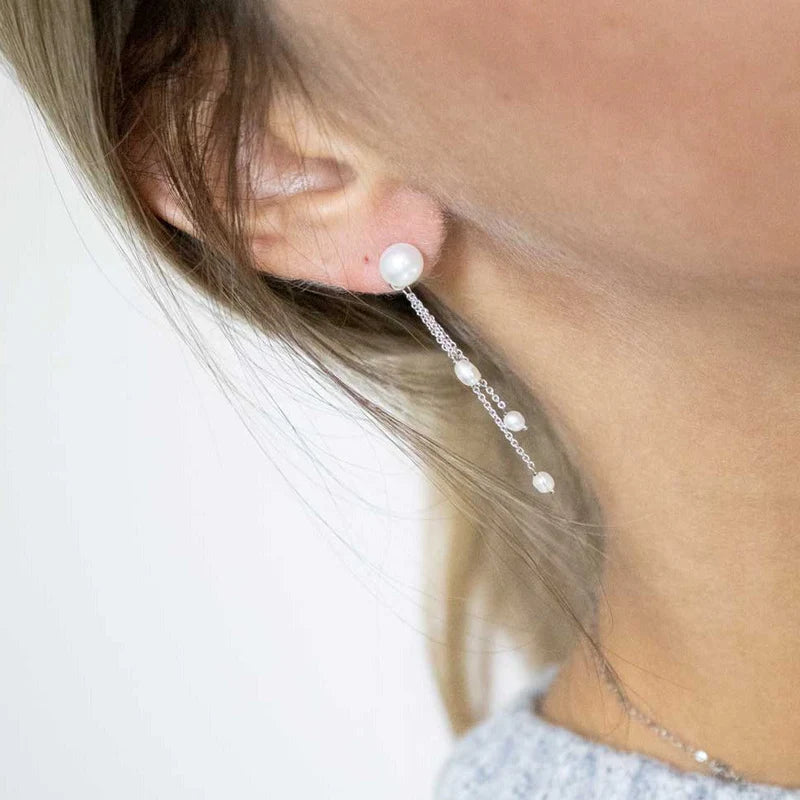 DNA Perla Triple Strands Rhodium Earrings WDNAO317